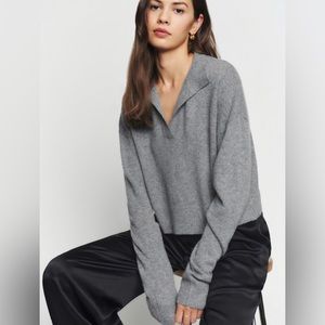 Reformation Cashmere Polo Sweater in dark grey, perfect condition, size M